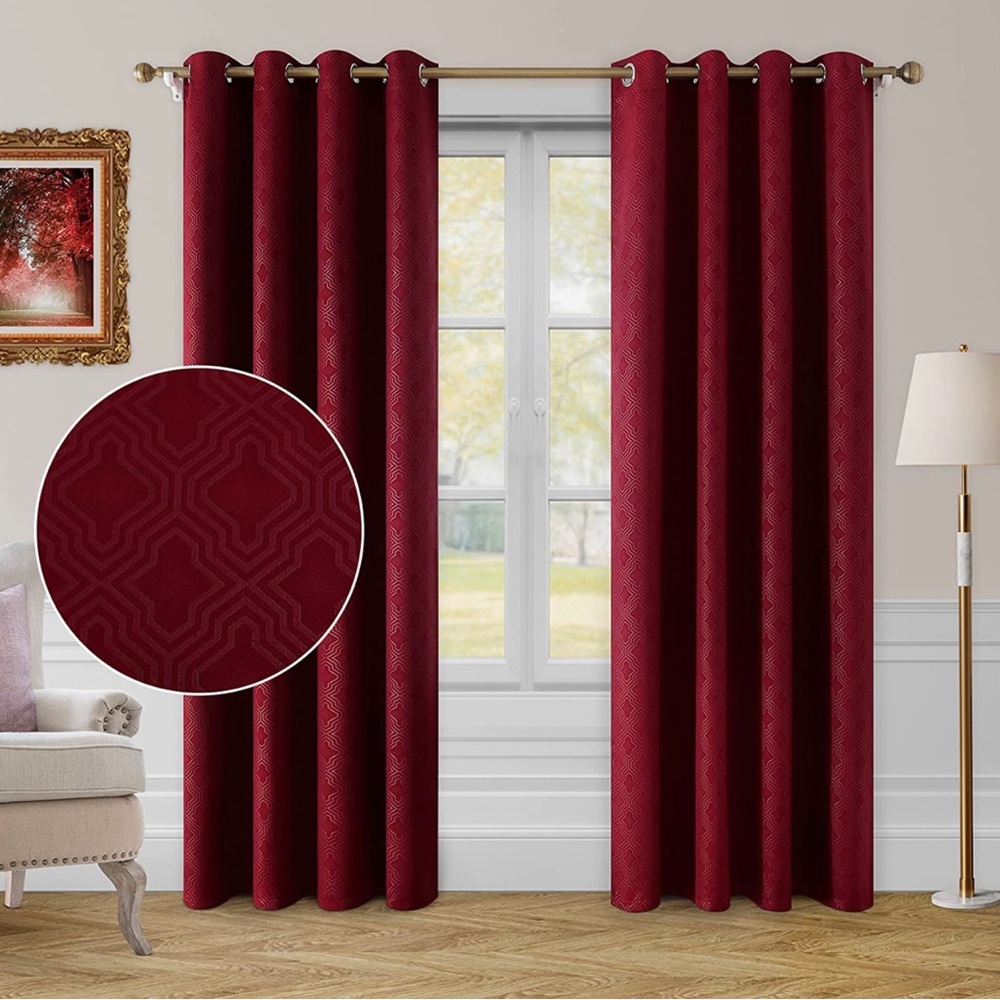 HOMEIDEAS Burgundy Red Blackout Curtains 52 x 84 Inch